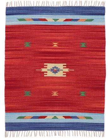 Tapis tissé à plat Kilim Amal Rouge