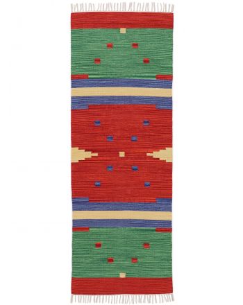 Tapis tissé à plat Kilim Amar couloir Rouge