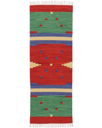 Tapis tissé à plat Kilim Amar couloir Rouge