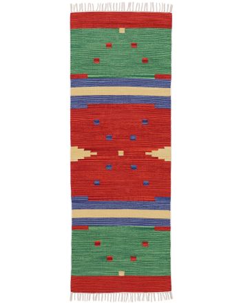 Tapis tissé à plat Kilim Amar couloir Rouge