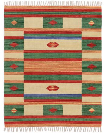 Tapis tissé à plat Kilim Mirza Vert