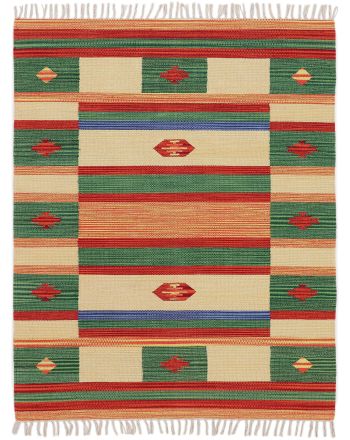 Tapis tissé à plat Kilim Mirza Vert