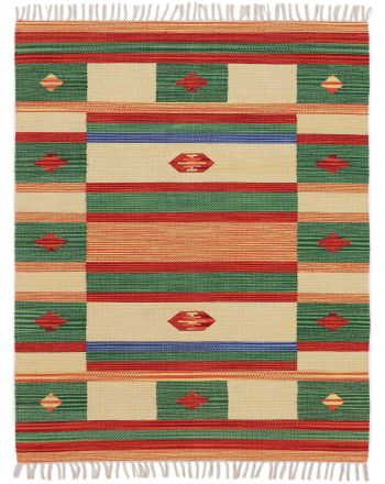 Tapis tissé à plat Kilim Mirza Vert