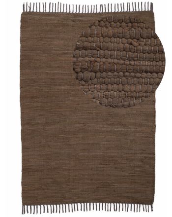 Tapis tissé à plat Kilim Chindi Uni Marron