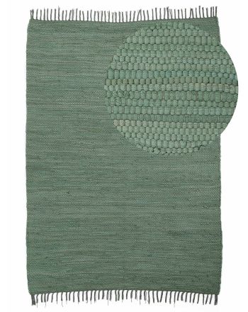 Tapis tissé à plat Kilim Chindi Uni Vert