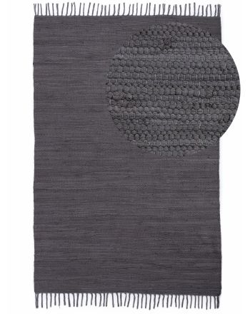 Tapis tissé à plat Kilim Chindi Uni Gris