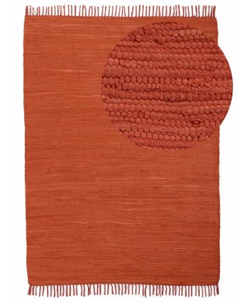 Tapis tissé à plat Kilim Chindi Uni Orange