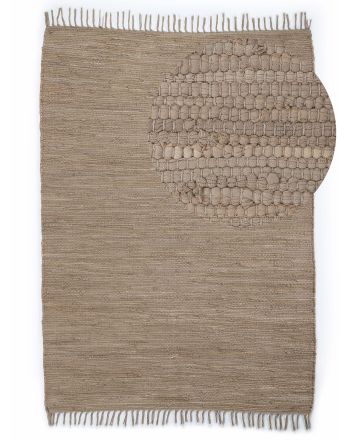 Tapis tissé à plat Kilim Chindi Uni Taupe