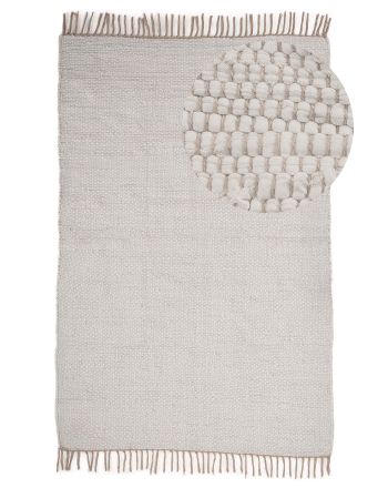 Tapis tissé à plat Kilim Chindi Uni Blanc