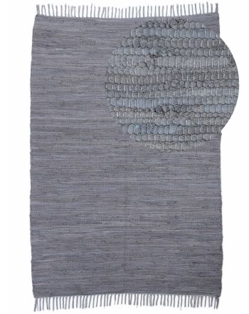 Tapis tissé à plat Kilim Chindi Uni Gris clair