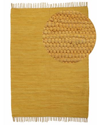 Tapis tissé à plat Kilim Chindi Uni Jaune