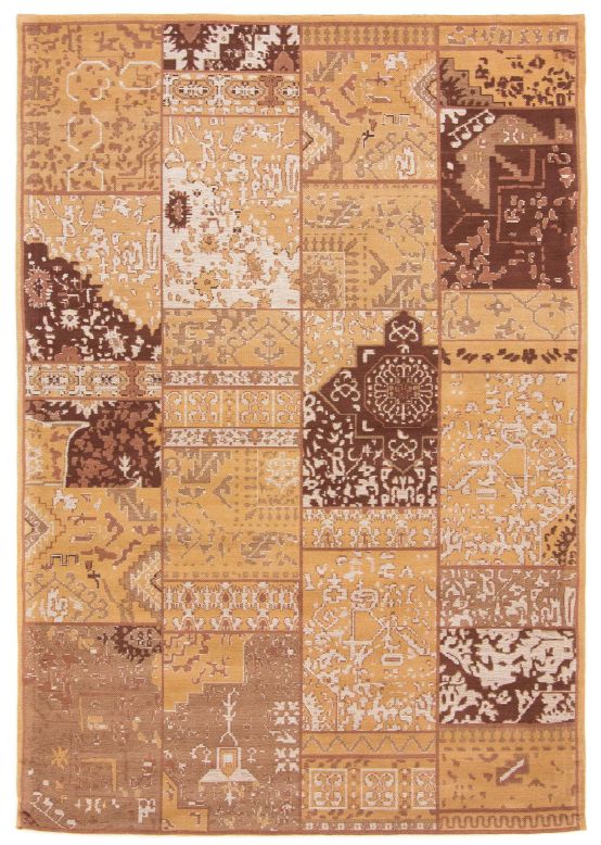 Tapis tissé à plat Kilim Patchwork Sofi Marron