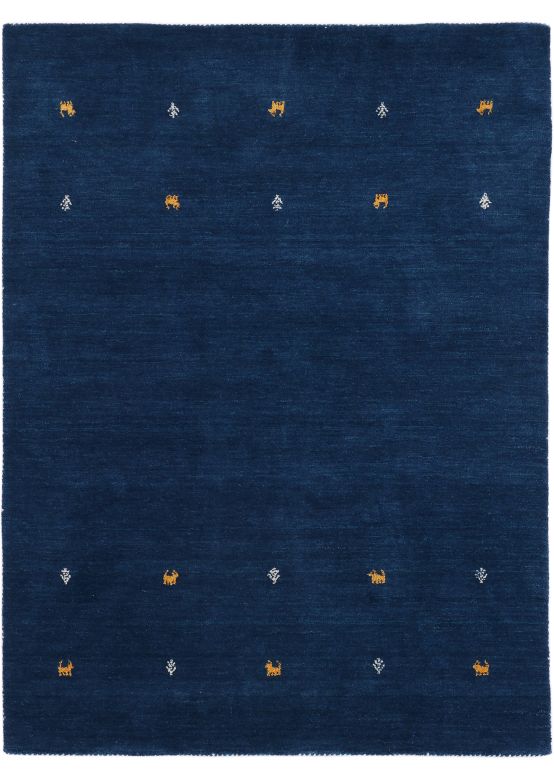 Tapis de laine Gabbeh Uni Bleu