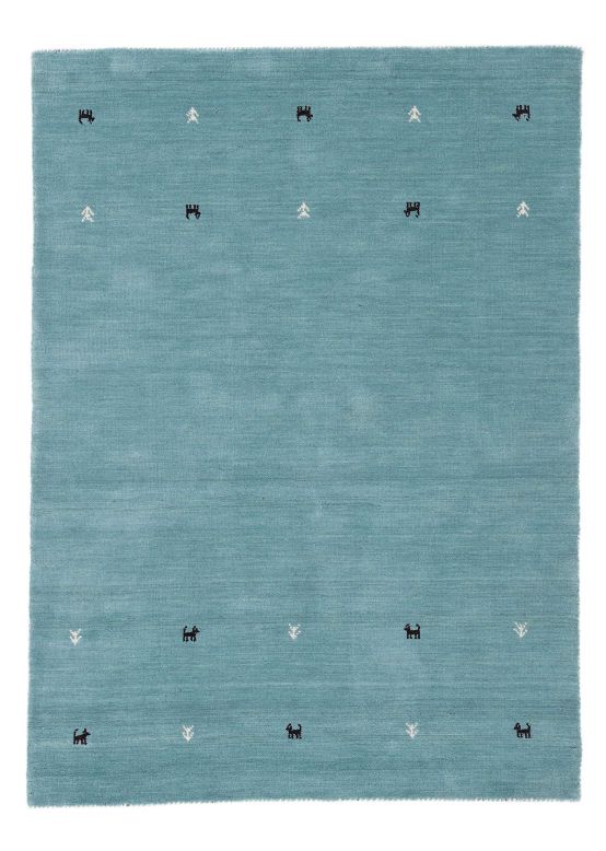 Tapis de laine Gabbeh Uni Turquoise