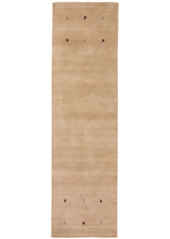 Tapis de laine Gabbeh Uni couloir Beige