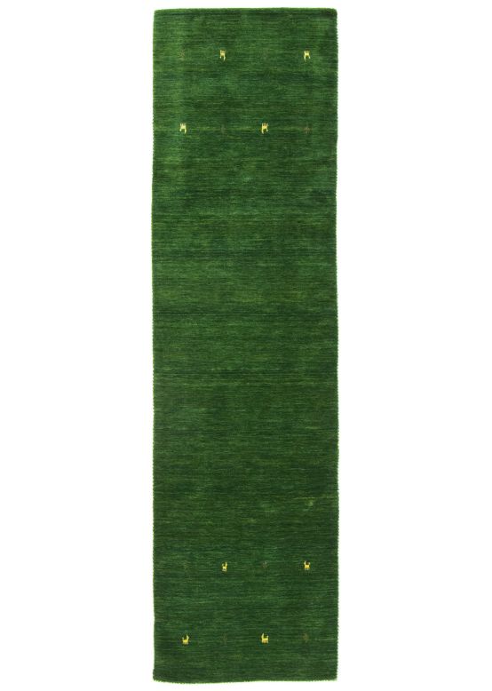 Tapis de laine Gabbeh Uni couloir Vert