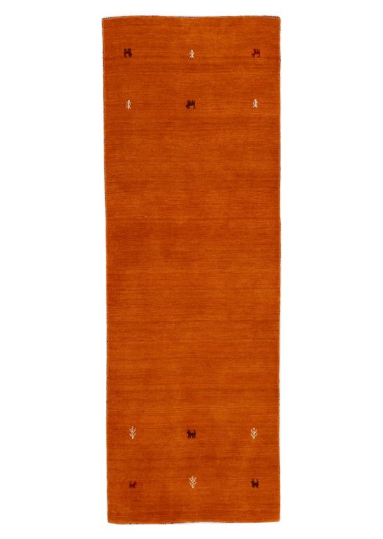 Tapis de laine Gabbeh Uni couloir Orange