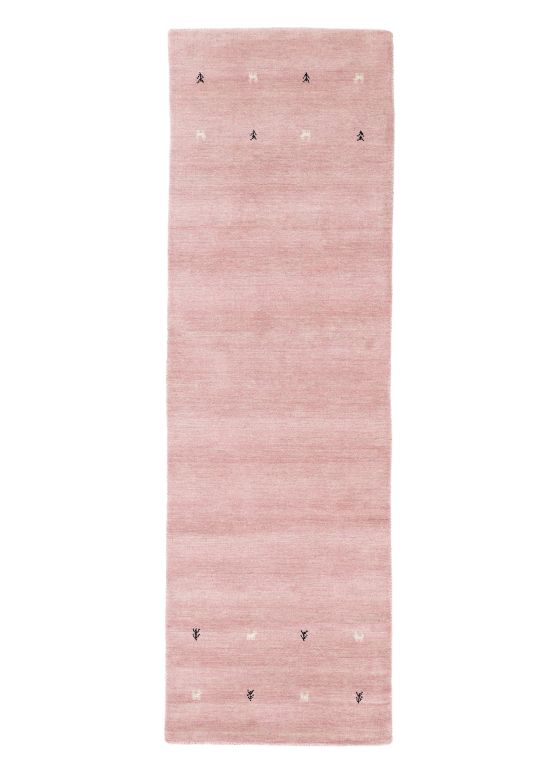 Tapis de laine Gabbeh Uni couloir Rose