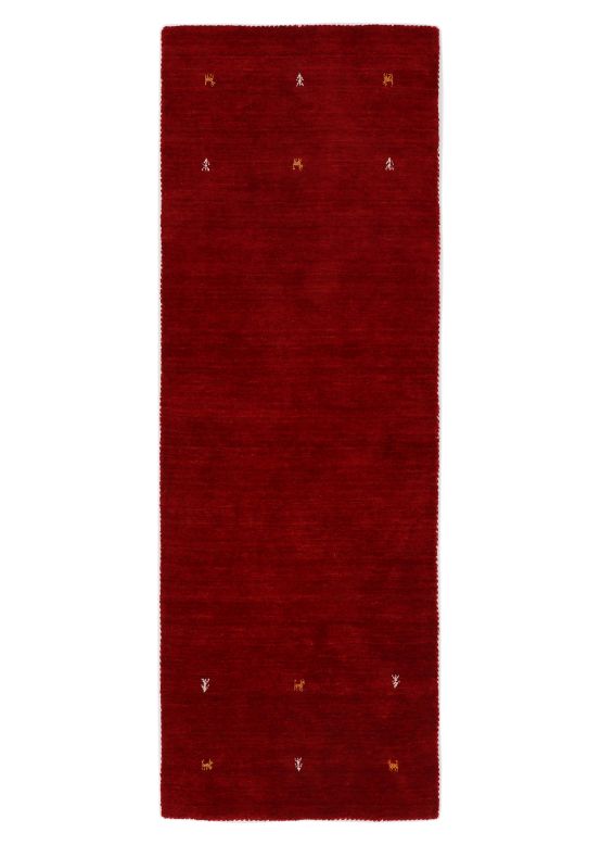 Tapis de laine Gabbeh Uni couloir Rouge