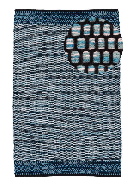 Tapis tissé à plat Kilim Mia Bleu