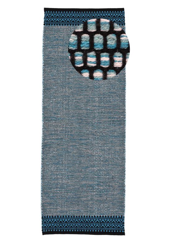 Tapis tissé à plat Kilim Mia couloir Bleu