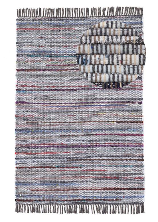 Tapis tissé à plat Kilim Chindi Gris