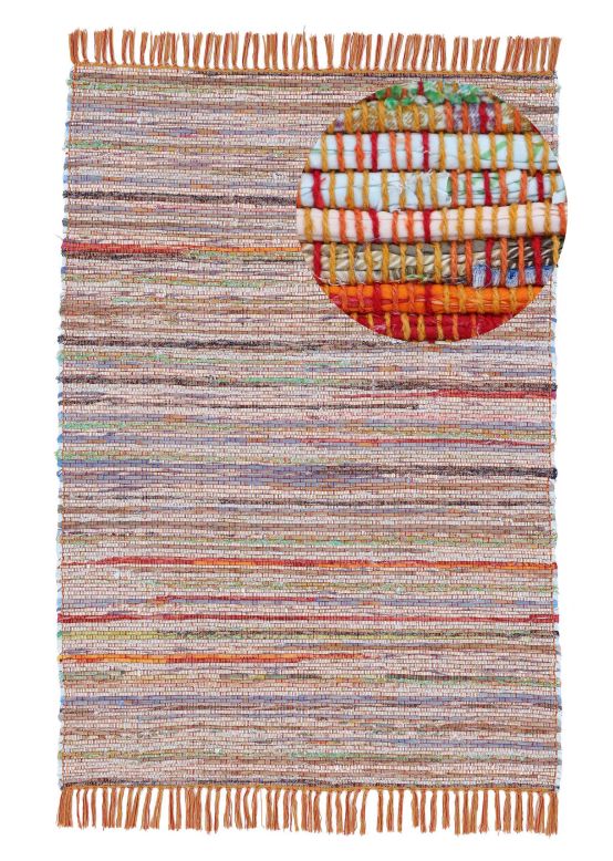 Tapis tissé à plat Kilim Chindi Orange