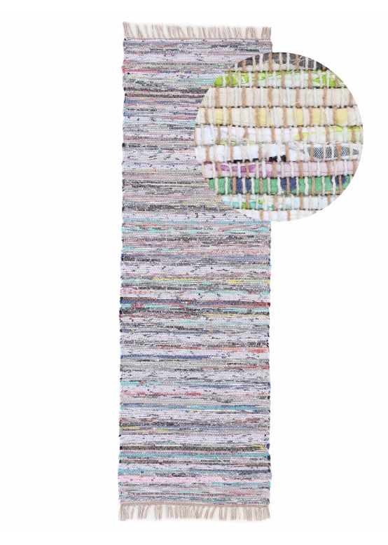 Tapis tissé à plat Kilim Chindi couloir Beige