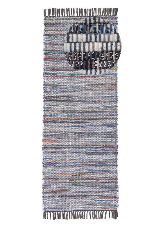 Tapis tissé à plat Kilim Chindi couloir Gris