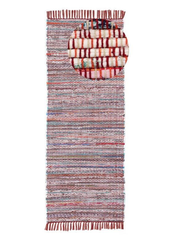 Tapis tissé à plat Kilim Chindi couloir Rouge