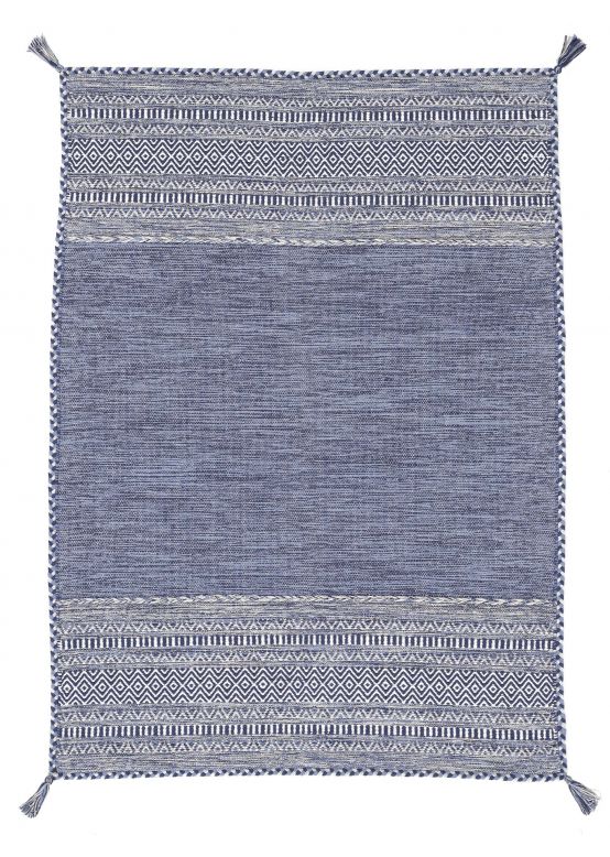 Tapis tissé à plat Kilim Azizi Bleu