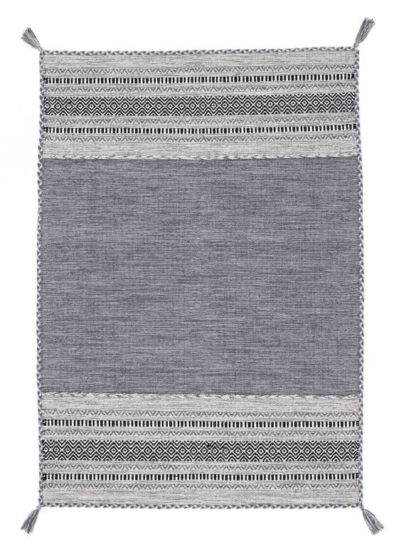 Tapis tissé à plat Kilim Azizi Gris