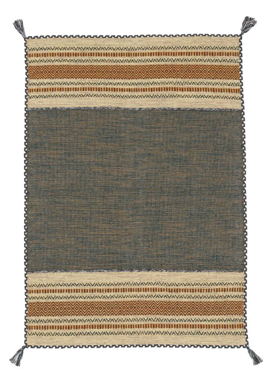 Tapis tissé à plat Kilim Azizi Vert