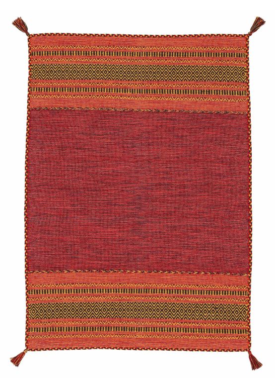 Tapis tissé à plat Kilim Azizi Rouge