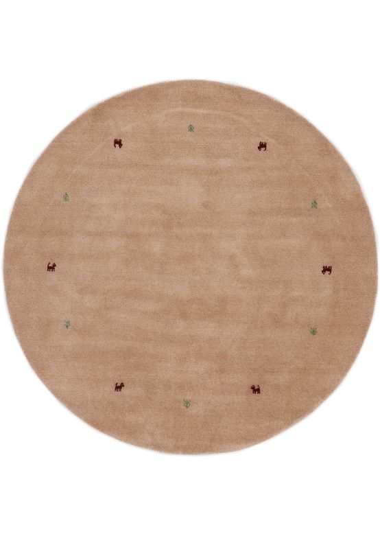 Tapis de laine Gabbeh Uni ronde Beige