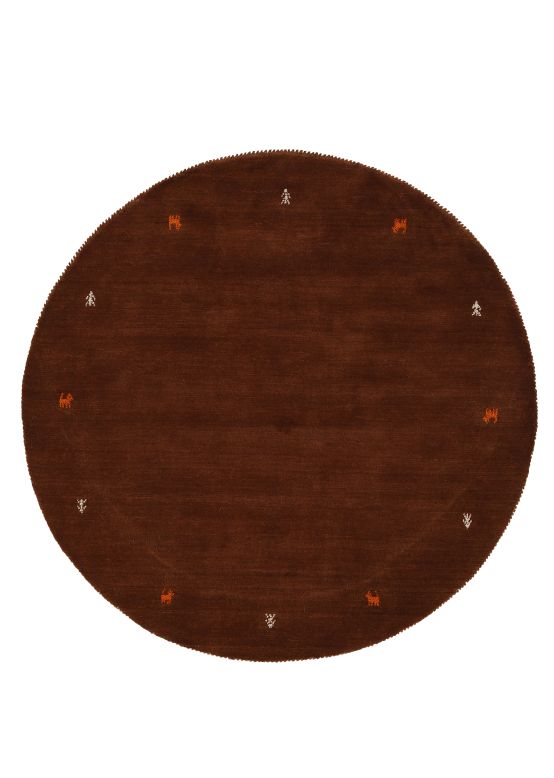 Tapis de laine Gabbeh Uni ronde Marron