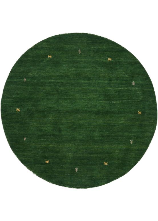 Tapis de laine Gabbeh Uni ronde Vert