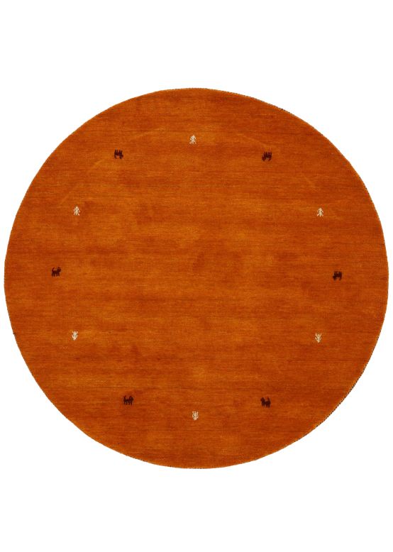 Tapis de laine Gabbeh Uni ronde Orange