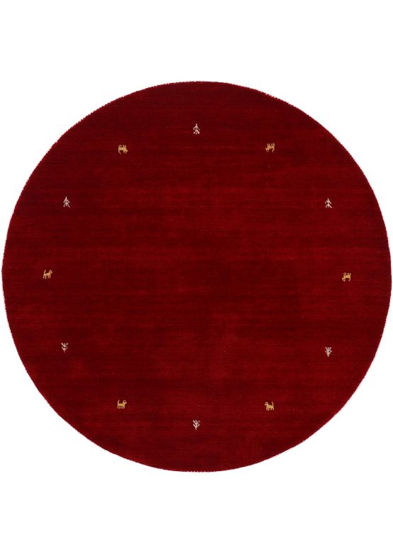 Tapis de laine Gabbeh Uni ronde Rouge