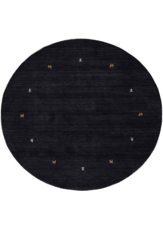 Tapis de laine Gabbeh Uni ronde Noir