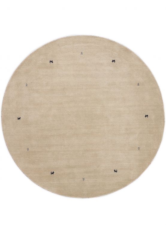 Tapis de laine Gabbeh Uni ronde Blanc
