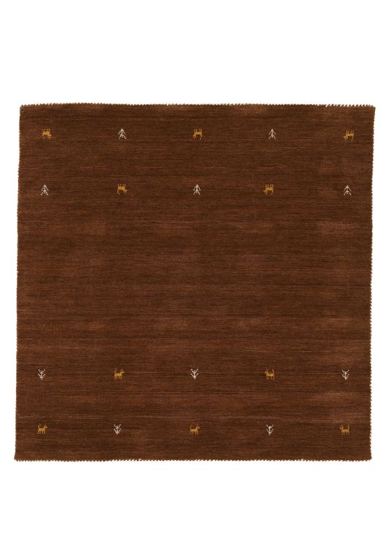 Tapis de laine Gabbeh Uni carré Marron