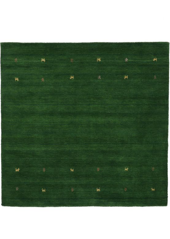 Tapis de laine Gabbeh Uni carré Vert