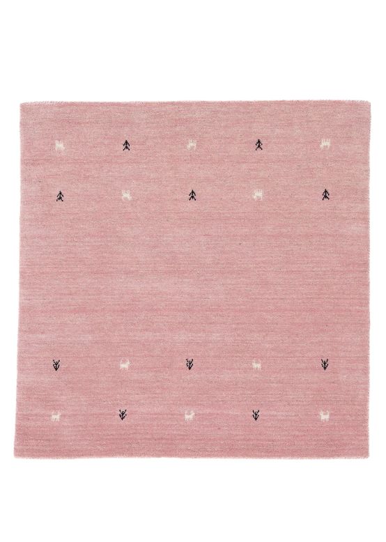 Tapis de laine Gabbeh Uni carré Rose