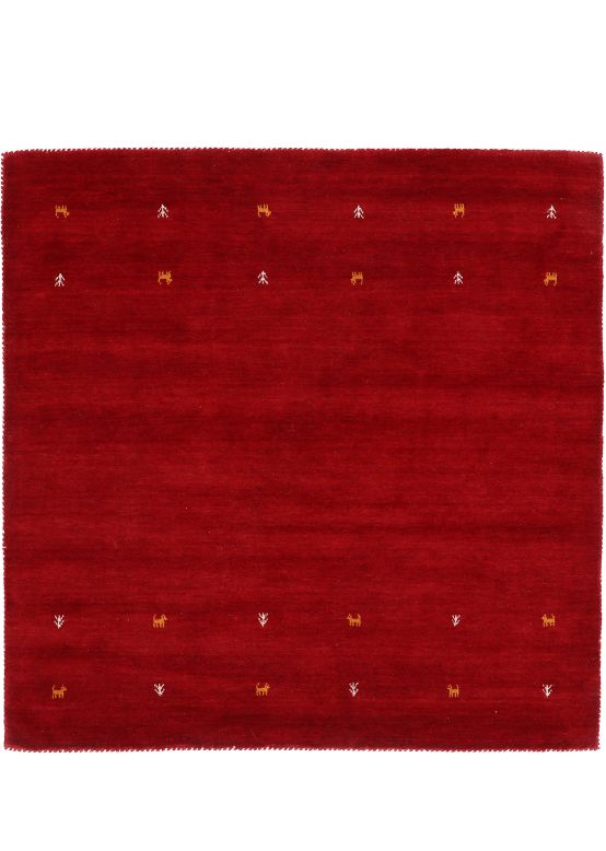 Tapis de laine Gabbeh Uni carré Rouge