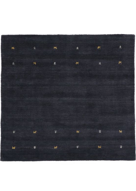 Tapis de laine Gabbeh Uni carré Noir