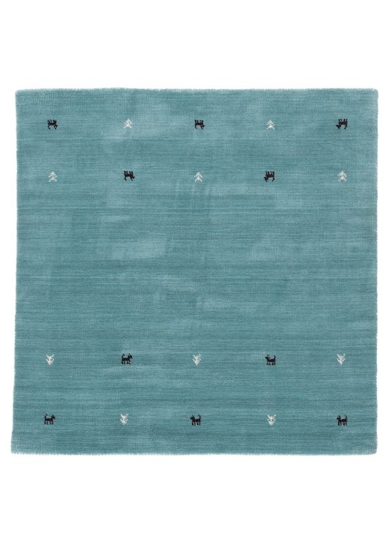Tapis de laine Gabbeh Uni carré Turquoise