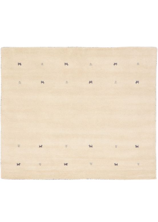 Tapis de laine Gabbeh Uni carré Blanc