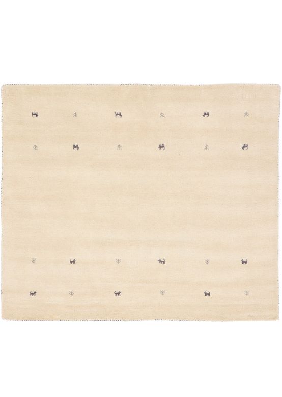 Tapis de laine Gabbeh Uni carré Blanc