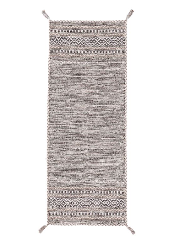 Tapis tissé à plat Kilim Azizi couloir Beige